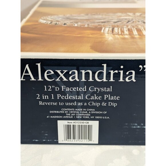 Crystal Clear Faceted Crystal 2 in 1 Pedestal Cake Plate/Vegetable Chip and Dip - Picture 2 of 7